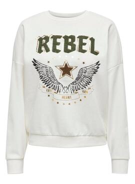 Sweat-shirt Only Layla beige pour femme
