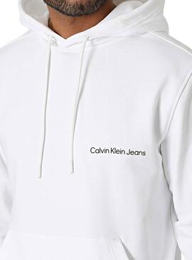 Sweat à capuche Calvin Klein Jeans Institutional Hoodie Blanc