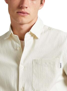 Chemise Pepe Jeans Pyke Beige Pour Homme