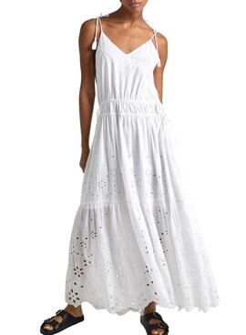 Robe Pepe Jeans Dusana Blanc Pour Femme