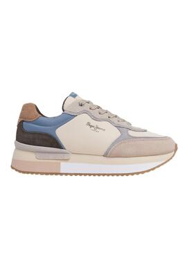 Sneakers Pepe Jeans Rusper Mania beige et rose pour femme