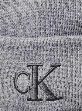 Bonnet Calvin Klein Jeans Monogramme gris pour femme