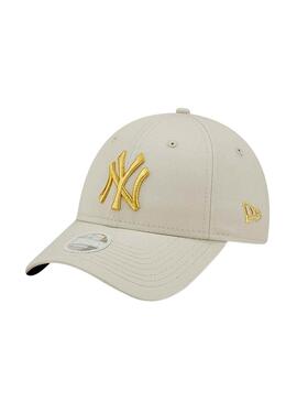 Casquette New Era Metallic Logo beige et doré pour femme et homme