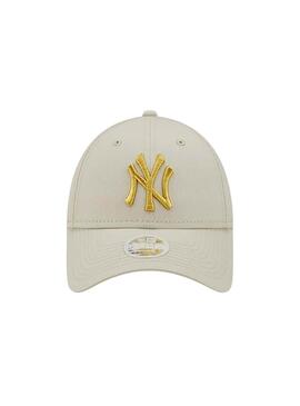 Casquette New Era Metallic Logo beige et doré pour femme et homme