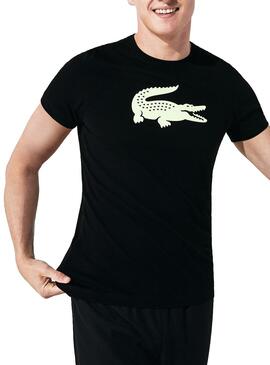 T-Shirt Lacoste Sport Croco Noir Surdimensionné