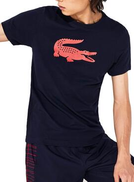 T-Shirt Lacoste Sport Marine surdimensionnée Croco