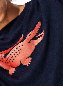 T-Shirt Lacoste Sport Marine surdimensionnée Croco