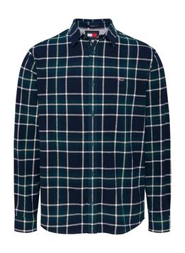 Chemise Tommy Jeans Check Flannel verte et bleue pour homme