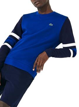 Sweat Manchons Lacoste Sport A Rayures Bleu Homme