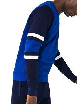 Sweat Manchons Lacoste Sport A Rayures Bleu Homme