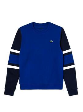 Sweat Manchons Lacoste Sport A Rayures Bleu Homme