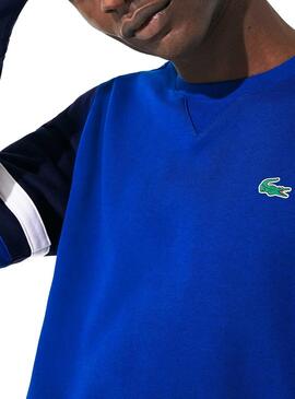 Sweat Manchons Lacoste Sport A Rayures Bleu Homme