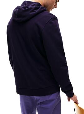 Sweat Lacoste à logo brodée Bleu Homme