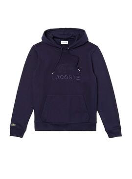 Sweat Lacoste à logo brodée Bleu Homme