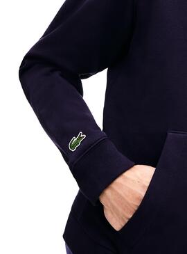 Sweat Lacoste à logo brodée Bleu Homme