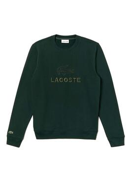 Sweat Lacoste Logo Brodé Vert Homme