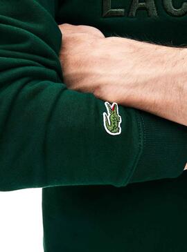Sweat Lacoste Logo Brodé Vert Homme