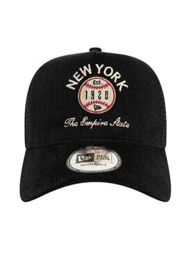 Casquette New Era Cord Trucker noire pour femme et homme
