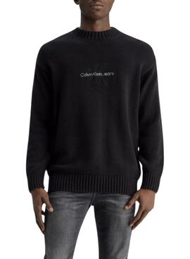 Pull Calvin Klein Jeans Monologo noir pour homme