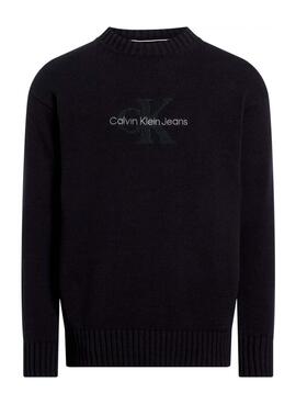 Pull Calvin Klein Jeans Monologo noir pour homme
