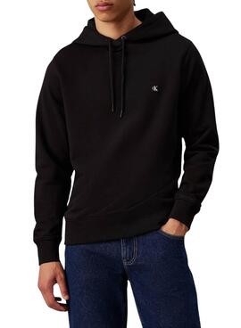 Sweat à capuche basique Calvin Klein Jeans noir pour homme
