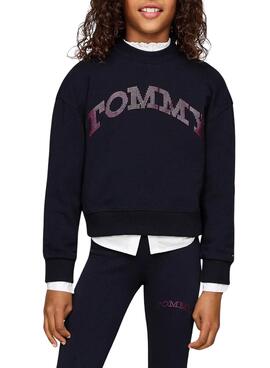 Sweat à capuche Tommy Hilfiger Foil marine pour fille