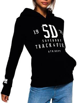 Sweat Superdry Track and Field Noir Femme