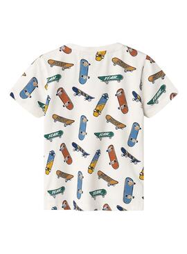 T-shirt Name It Kolly skate blanc pour garçon
