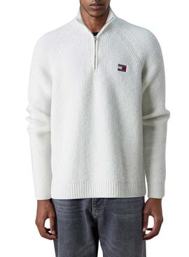 Pull Tommy Jeans Raglan à fermeture éclair gris pour homme