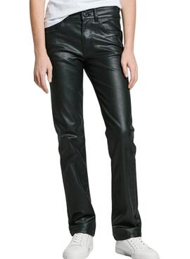 Pantalon Pepe Jeans simili cuir noir pour femme