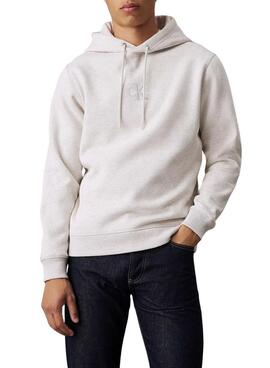 Sweat à capuche Calvin Klein Jeans Monologue gris pour homme