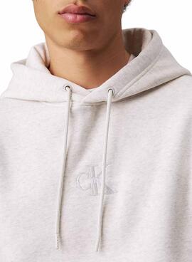 Sweat à capuche Calvin Klein Jeans Monologue gris pour homme