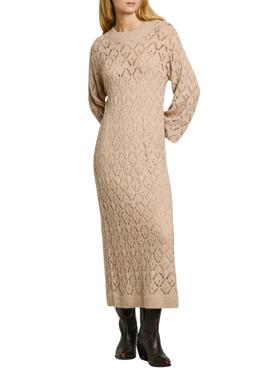 Robe Pepe Jeans Hailey beige pour femme