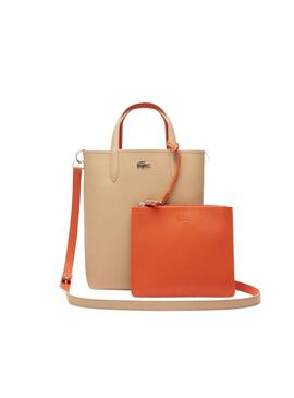 Sac Lacoste Anna Vertical Beige et Orange pour femme