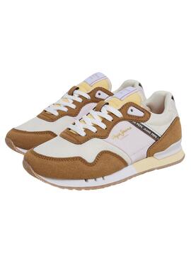 Baskets Pepe Jeans London Glam Marron pour fille