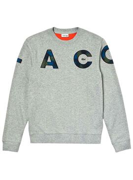 Sweat Lacoste Sport Logo Camouflage Gris Homme