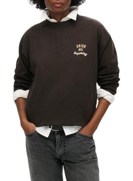 Sweat-shirt Superdry Workwear Embroider Loose Noir pour femme