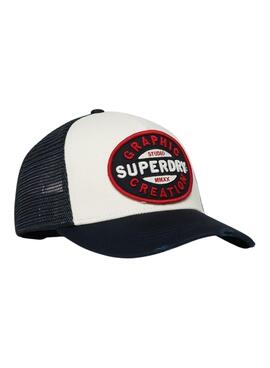 Casquette Superdry Mesh Trucker blanche et marine pour homme