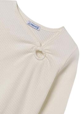 T-shirt Mayoral Froncé Écru pour fille