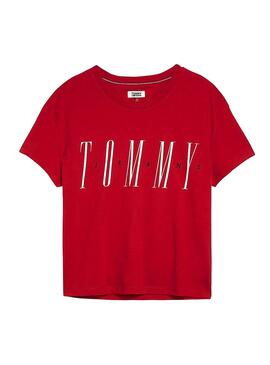 T-Shirt Tommy Jeans Layer Graphics Rouge Femme