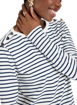  T-shirt Naf Naf Rayures Marinières avec Boutons pour femme