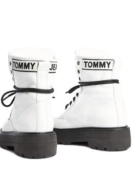 Bootss Tommy Jeans Foatform Blanc Cuir Verni Femme