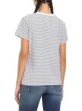 T-Shirt Tommy Jeans Stripe Chest Blanche Femme 