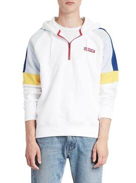 Sweat Levis Relaxed Pieced Zip Blanc Homme