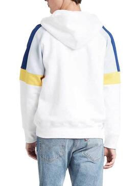 Sweat Levis Relaxed Pieced Zip Blanc Homme