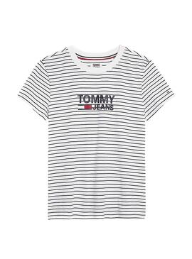 T-Shirt Tommy Jeans Stripe Chest Blanche Femme 