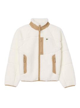 Veste Lacoste Sherpa Beige pour hommes