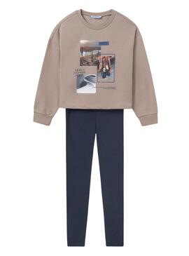 Ensemble Mayoral Leggings Ribs Beige pour fille
