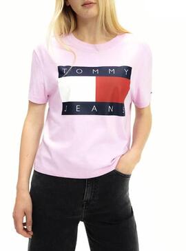 T-Shirt Tommy Jeans Flag Rose Pour Femme