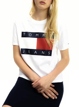 T-Shirt Tommy Jeans Flag Blanc Femme